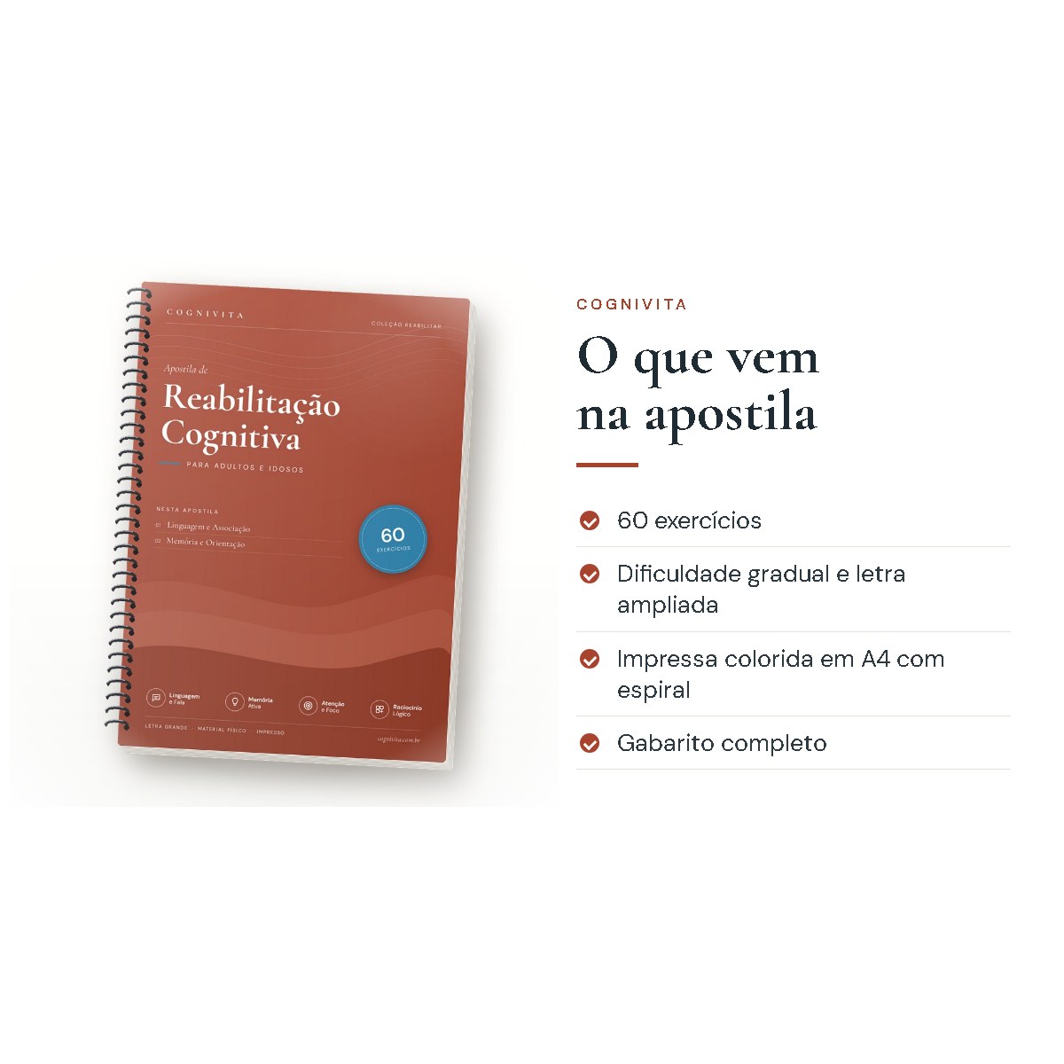 O que vem na apostila: Reabilitação Cognitiva Pós-AVC — 60 Exercícios