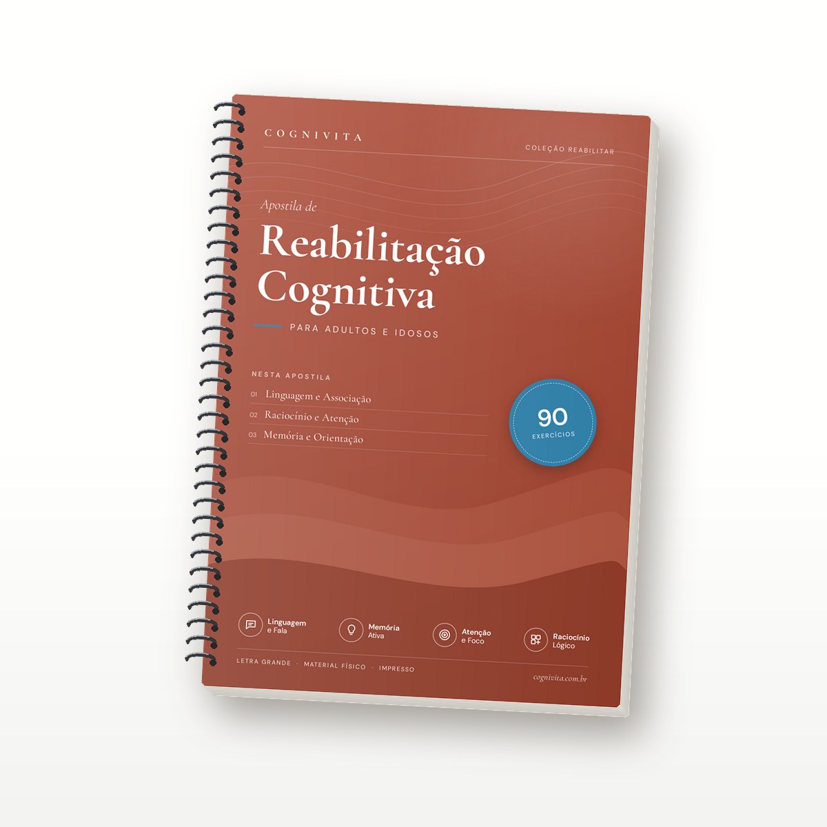 Capa: Reabilitação Cognitiva Pós-AVC — 90 Exercícios