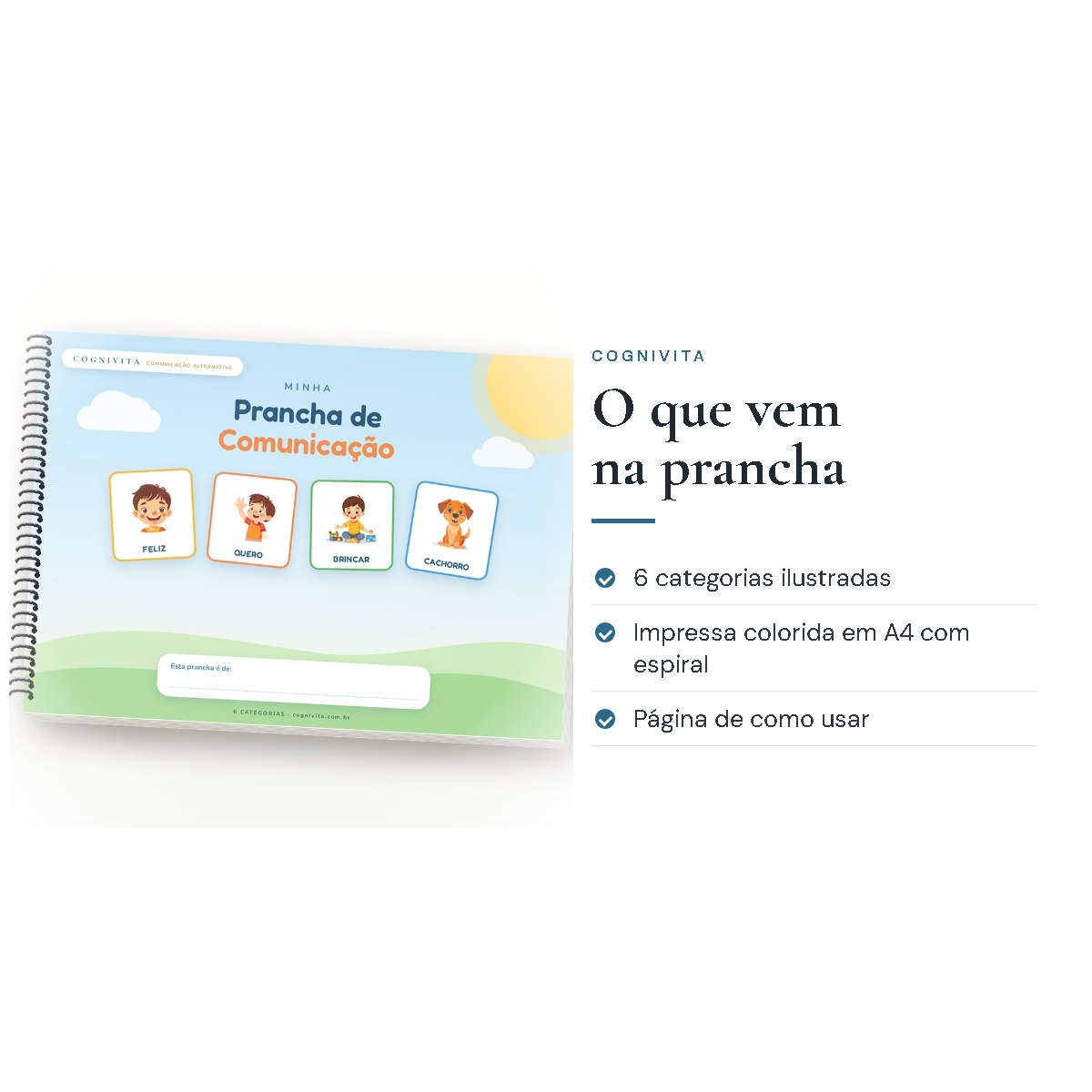 O que vem na apostila: Prancha de Comunicação Alternativa (CAA) — 6 Categorias